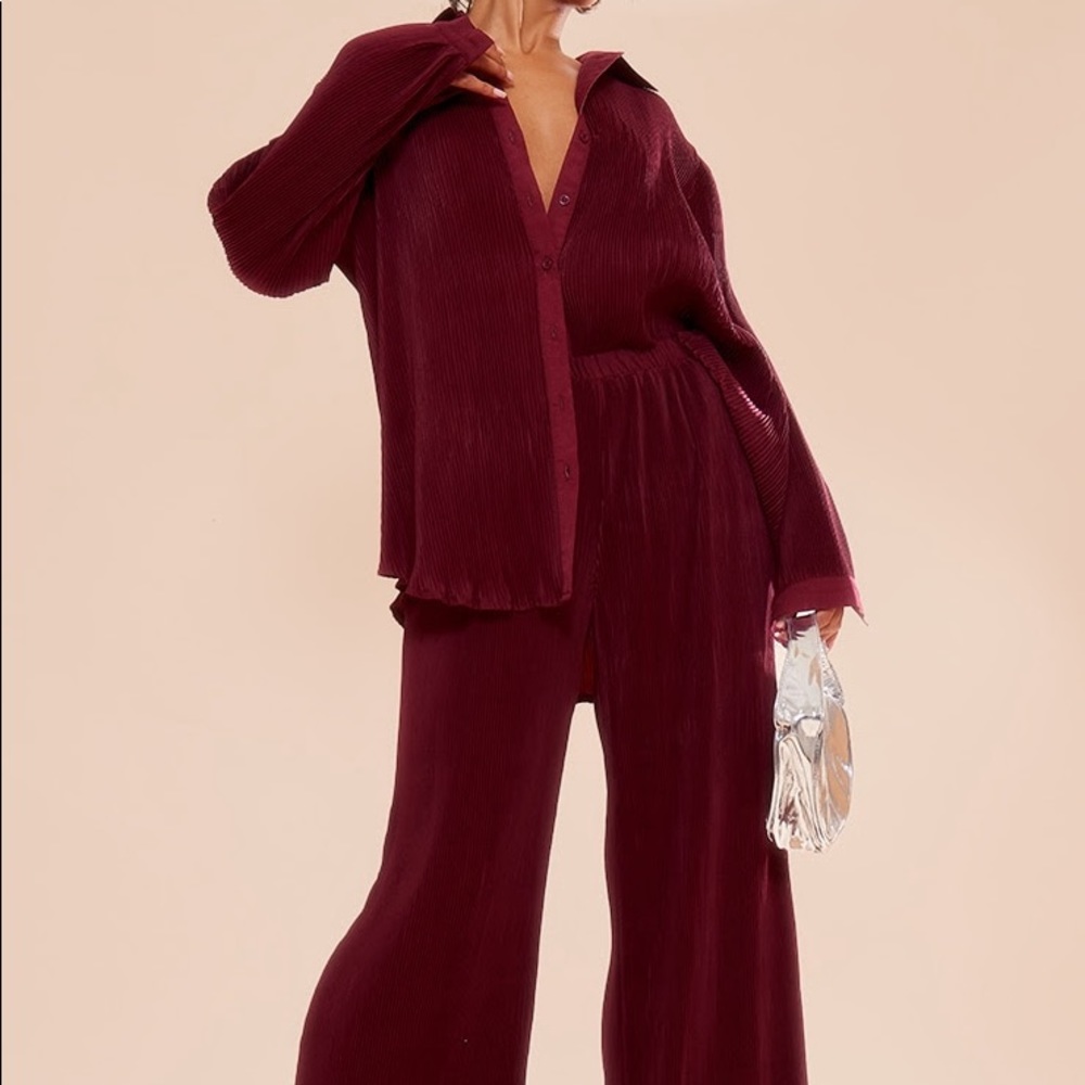 Cherry Red Plisse Set